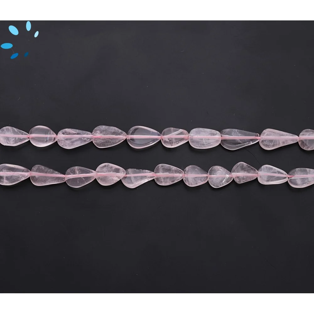 Rose Quartz Smooth Pear Top to Bottom Drilled Beads 8x6 - 10x7mm - 14 Inch Strand