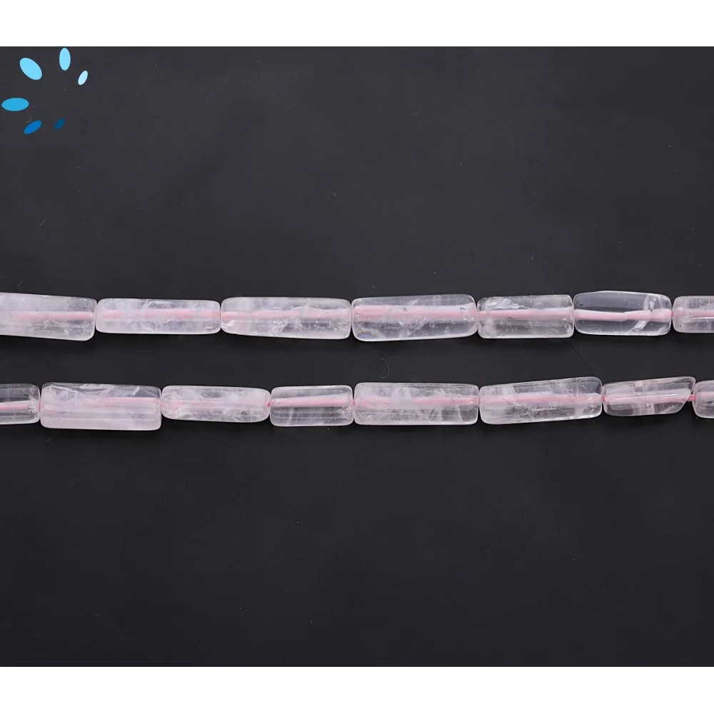 Rose Quartz Smooth Tube Top to Bottom Drilled Beads 13x4 - 16x5mm - 14 Inch Strand