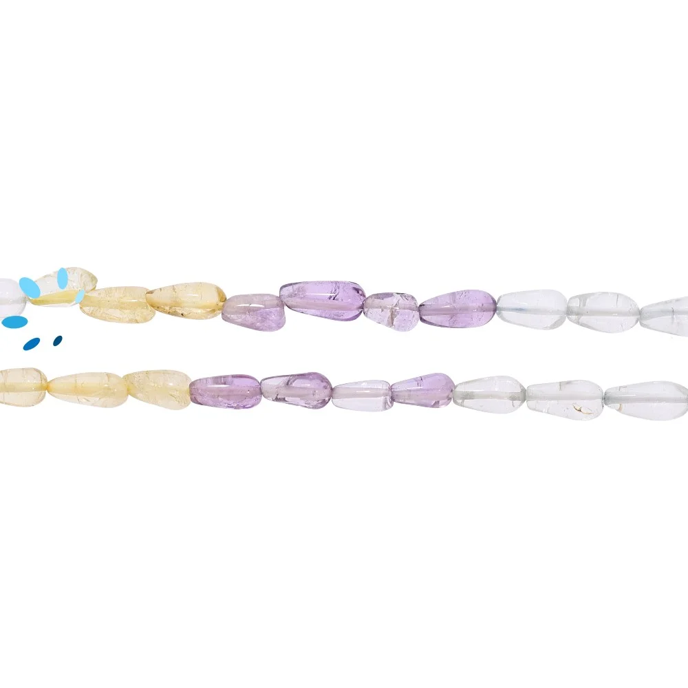 Multi Gemstone Smooth Teardrop Top to Bottom Drilled Beads 6x4mm - 14 Inch Strand