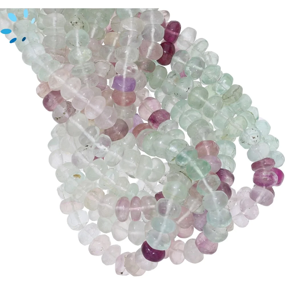 Flourite Smooth Rondelle Beads 6mm - 14 Inch Strand