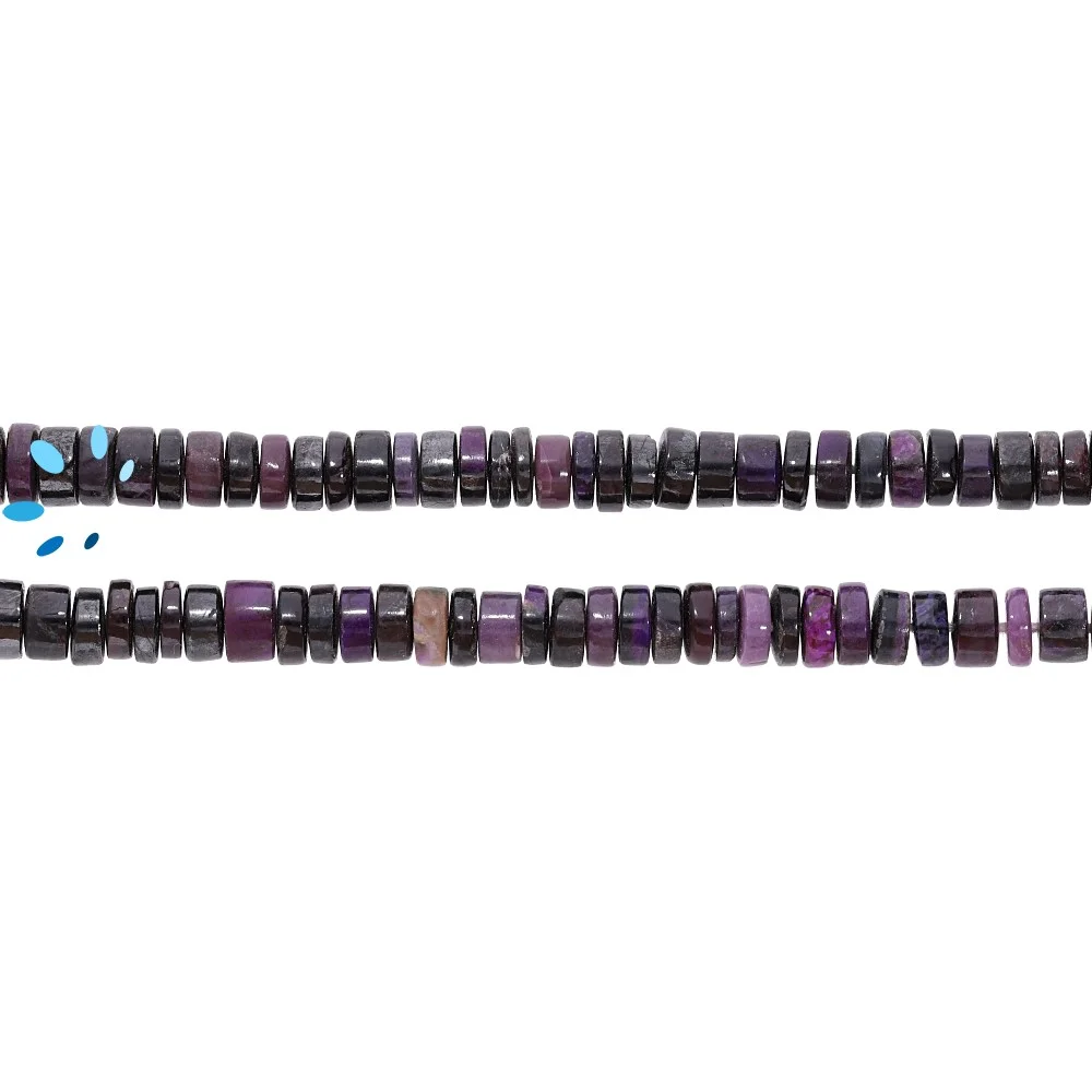 Sugulite Smooth Heishi Center Drilled Beads 6mm - 14 Inch Strand