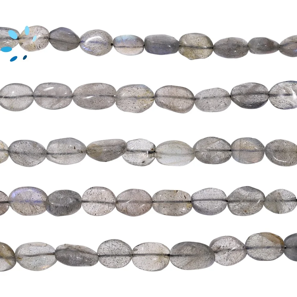 Labradorite Smooth Oval Top to Bottom Drilled Beads 8x5 - 10x7mm - 14 Inch Strand