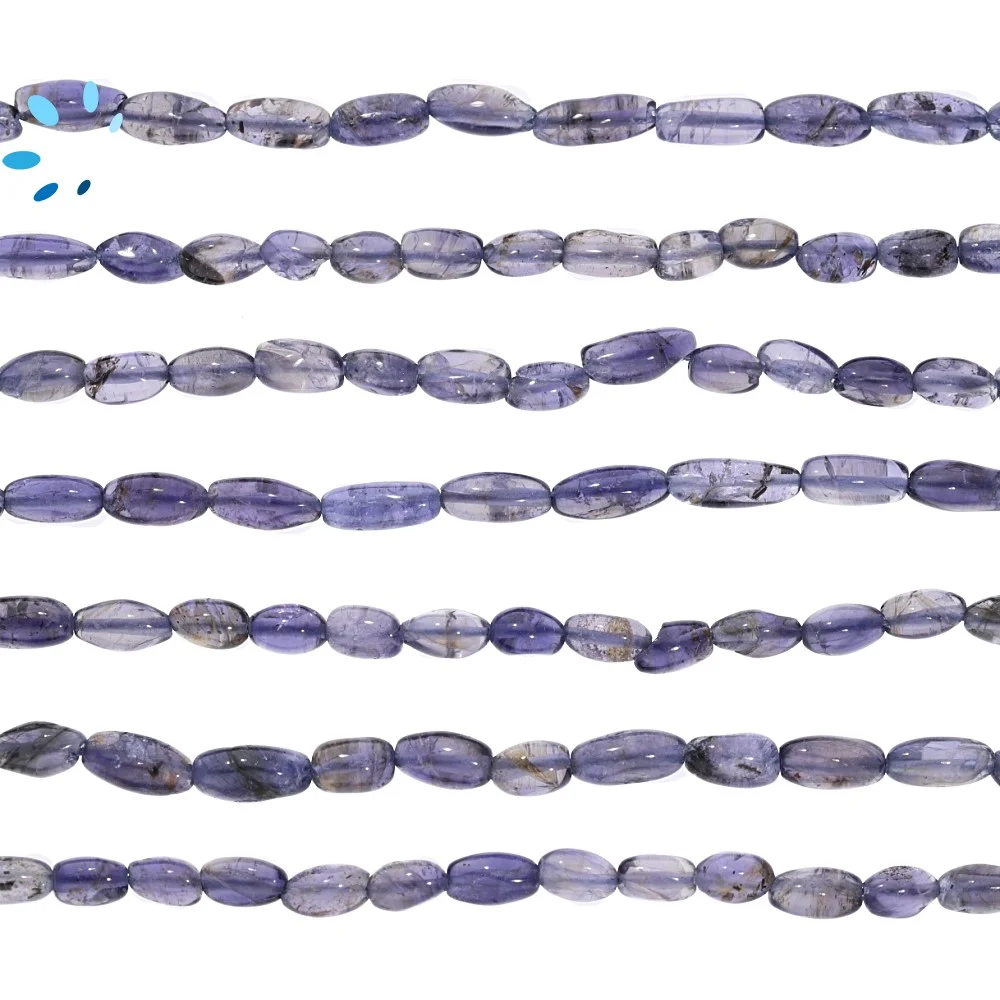 Iolite Smooth Barrel Top to Bottom Drilled Beads 4x6mm - 14 Inch Strand