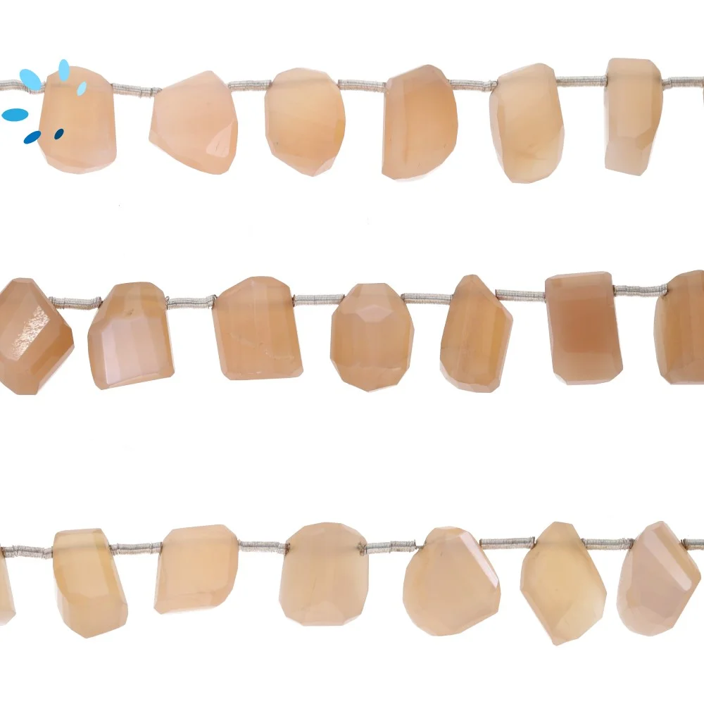 Peach Moonstone Faceted Nuggets Top Drilled Beads 10x9 - 12x11mm - 8 Inch Strand