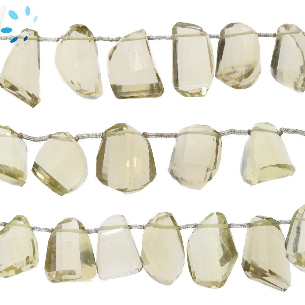 Lemon Quartz Faceted Nuggets Top Drilled Beads 16x11mm - 8 Inch Strand