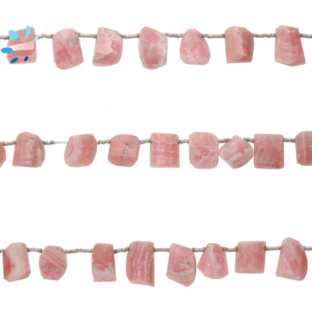 Rhodochrosite Faceted Nuggets Top Drilled Beads 9x7mm - 8 Inch Strand
