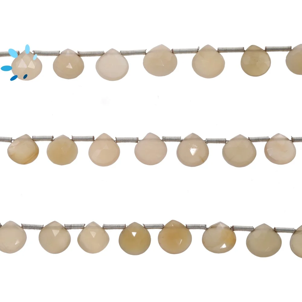 Peach Moonstone Faceted Heart Top Drilled Beads 7mm - 8 Inch Strand