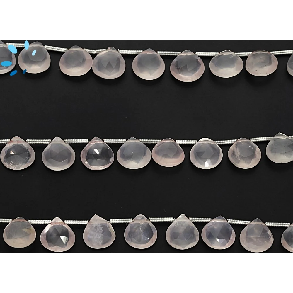 Rose Quartz Faceted Heart Top Drilled Beads 8mm - 8 Inch Strand