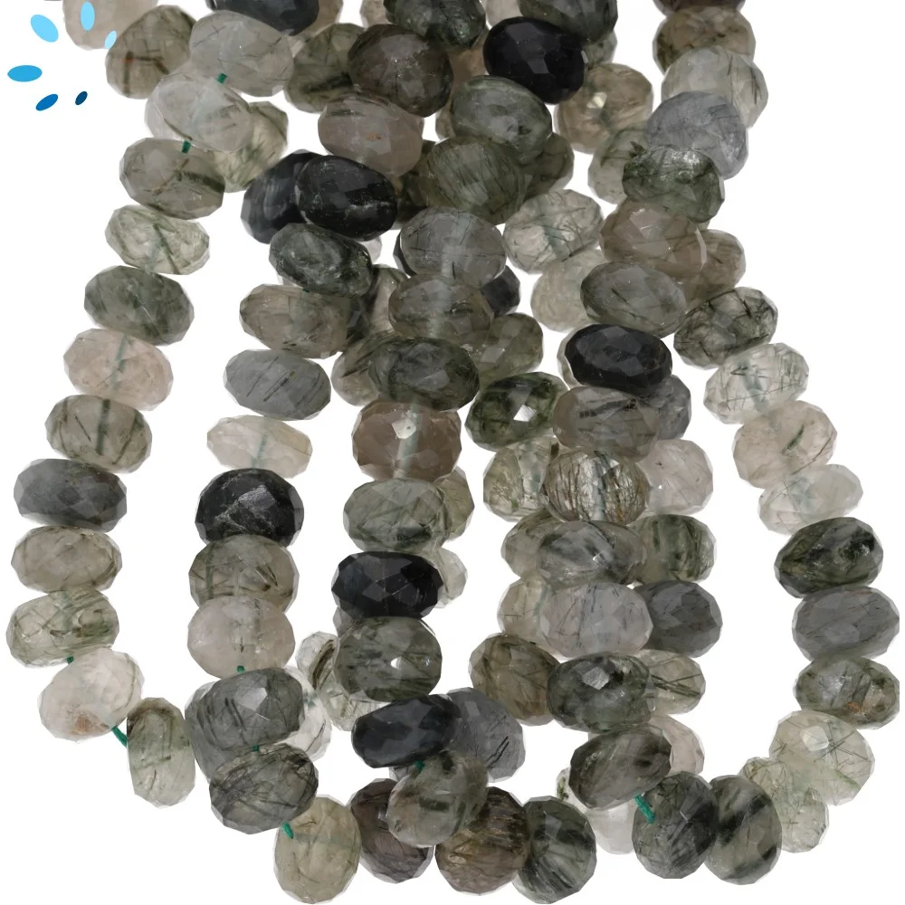 Tourmaline Quartz Faceted Rondelle Beads 7mm - 13 Inch Strand