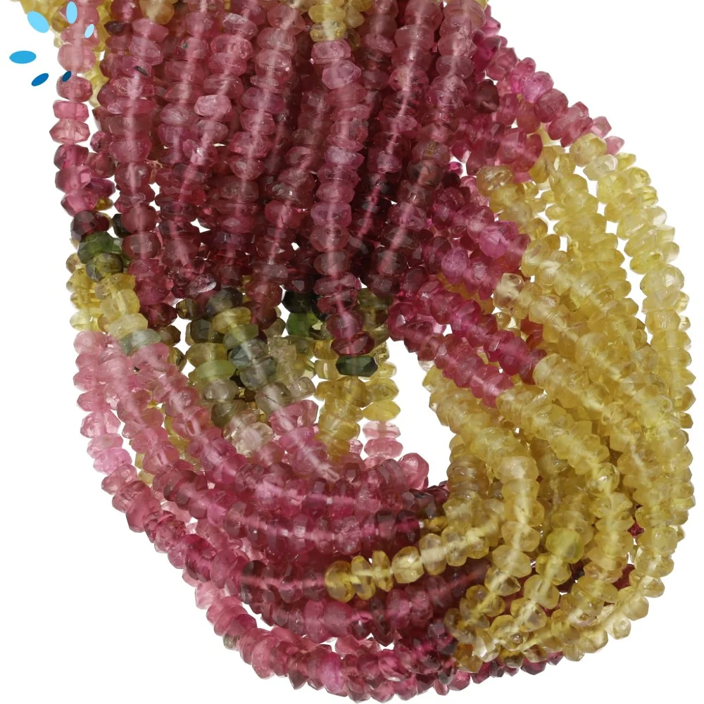 Multi Tourmaline Faceted Rondelle Beads 3mm - 14 Inch Strand