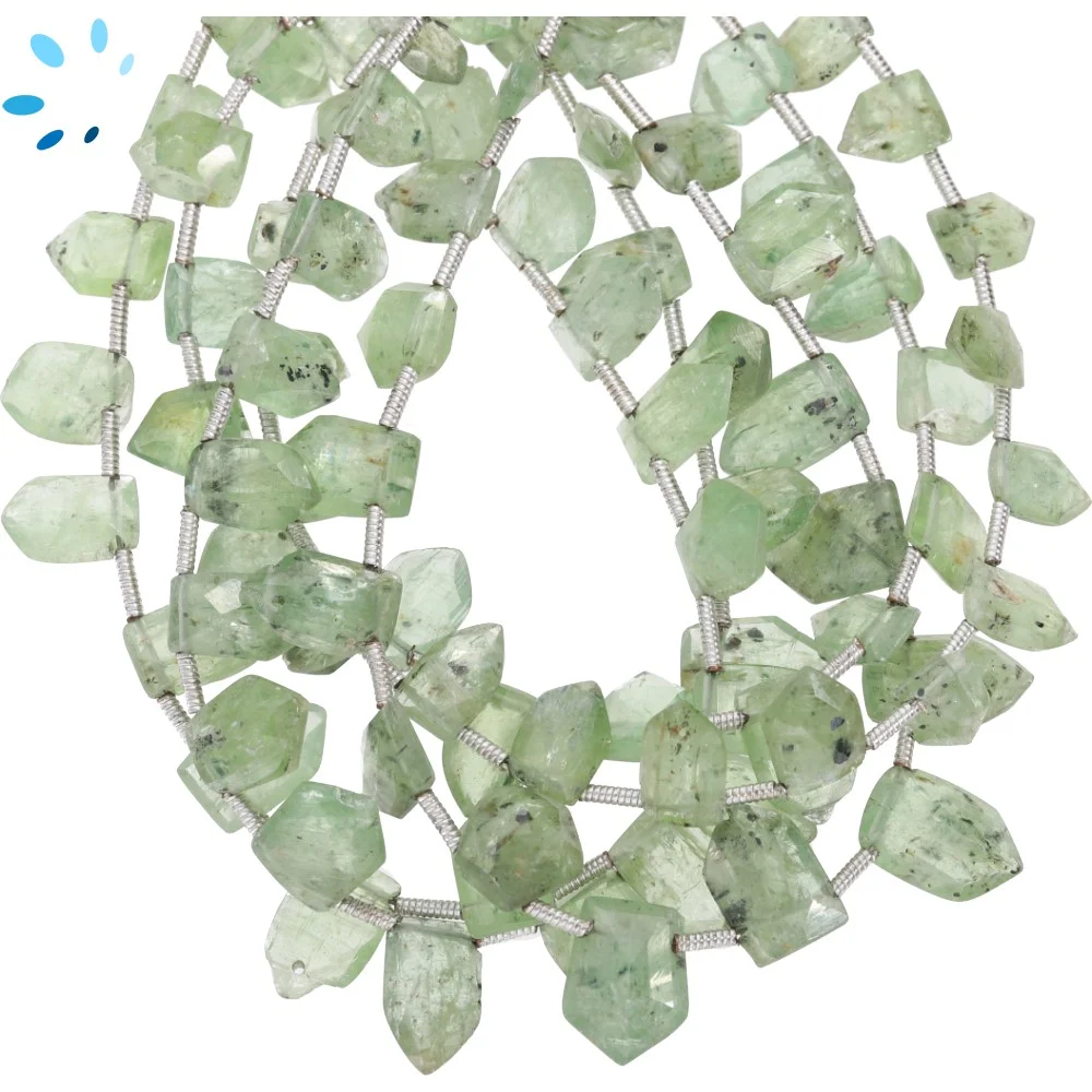 Green Kyanite Faceted Fancy Shape Top Drilled Beads 6x5 - 11x8mm - 8 Inch Strand