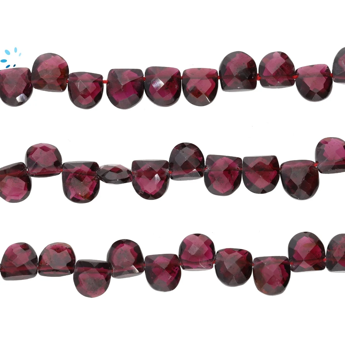 Garnet Faceted Fancy Shape Top Drilled Beads 9mm - 8 Inch Strand