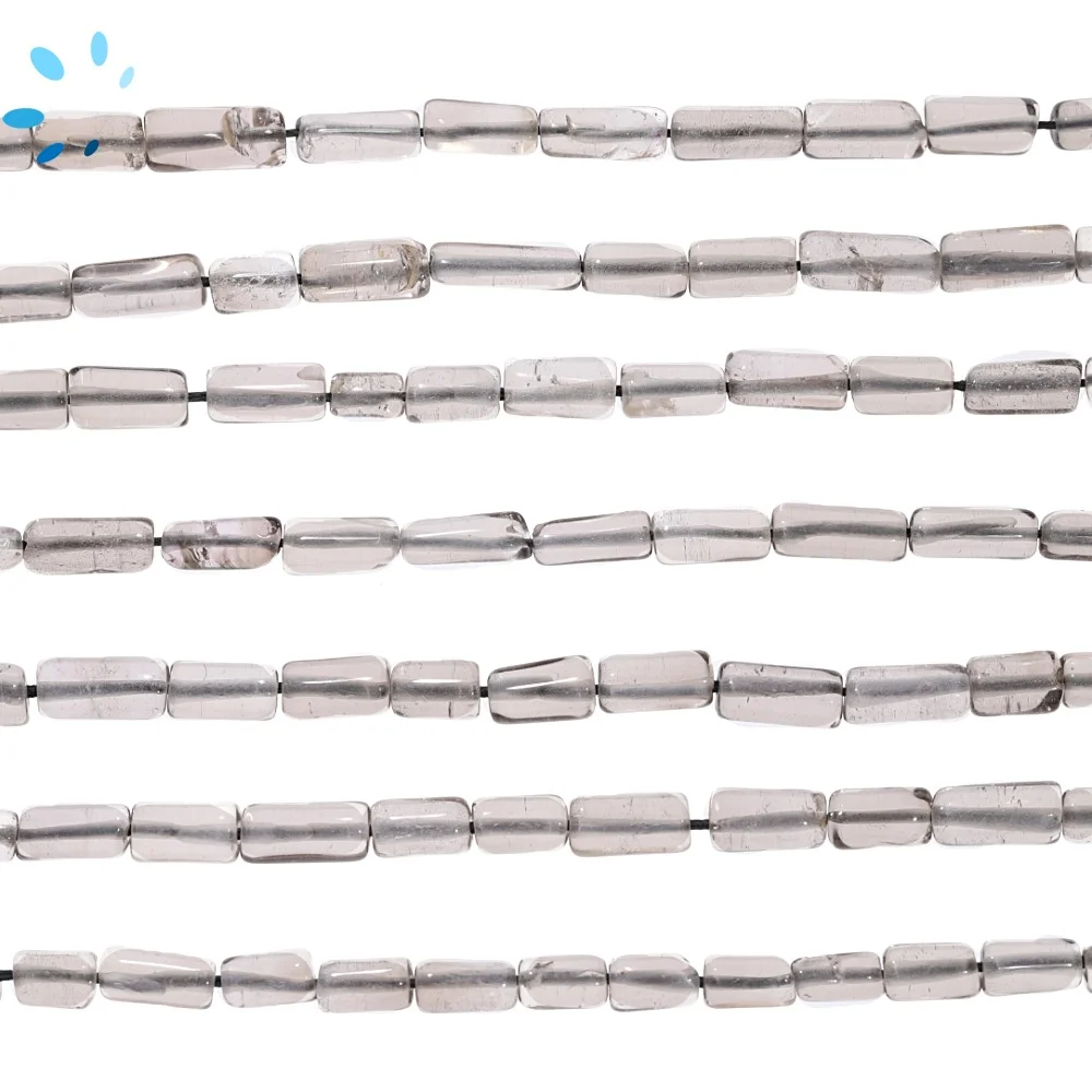 Smoky Quartz Smooth Tube Top to Bottom Drilled Beads 7x5mm - 14 Inch Strand