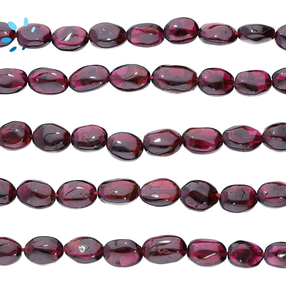 Garnet Smooth Oval Top to Bottom Drilled Beads 9x7mm - 14 Inch Strand