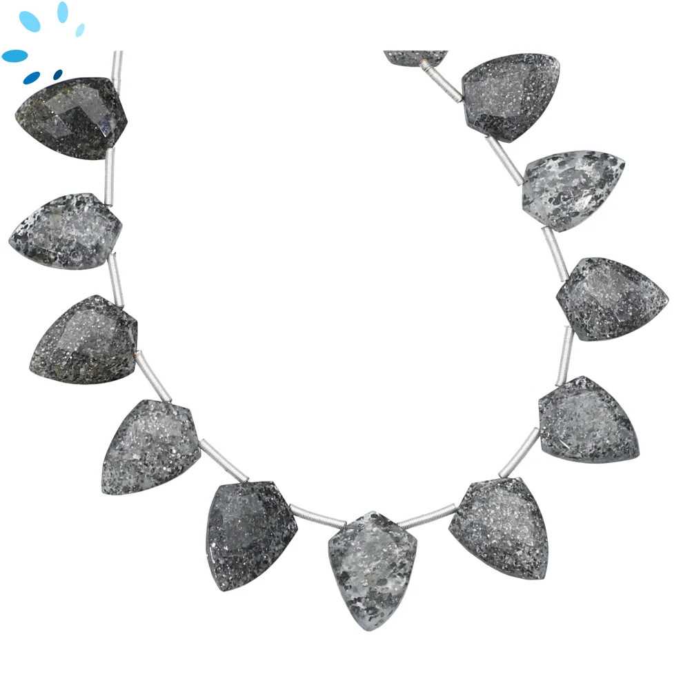 Black Sunstone Faceted Shield Top Drilled Beads 13x10 - 15x12mm - 8 Inch Strand