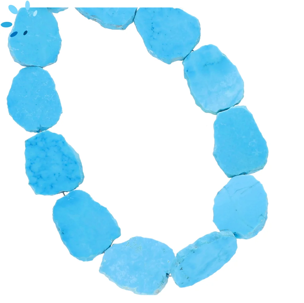 Turquoise Color Howlite Smooth Slice Top to Bottom Drilled Beads 15x12mm - 8 Inch Strand