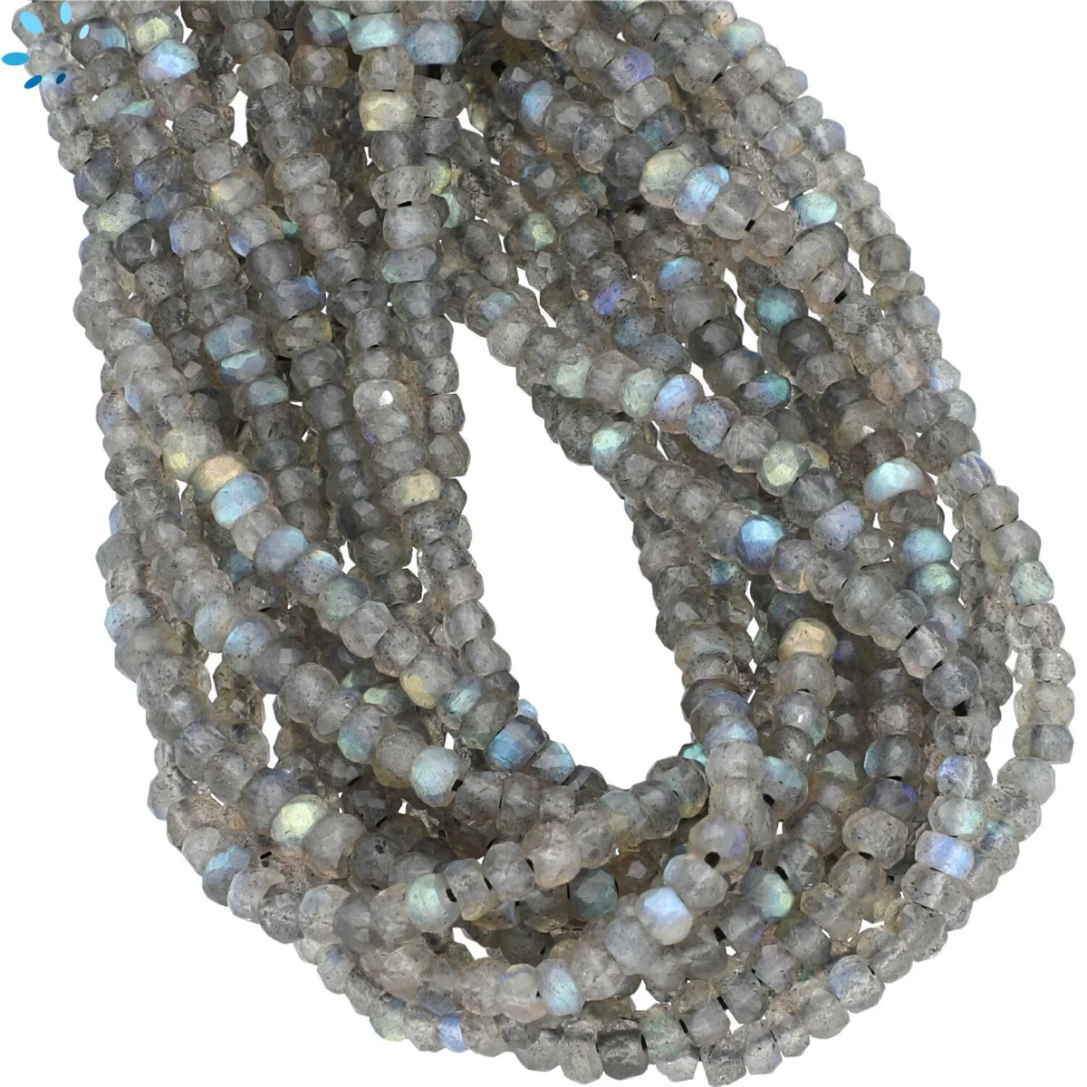 Labradorite Faceted Rondelle Beads 4mm - 14 Inch Strand