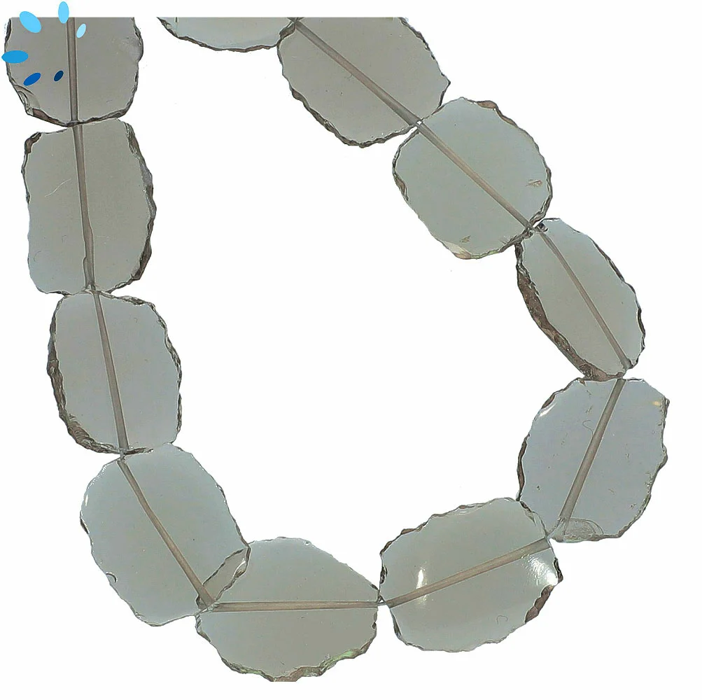 Smoky Quartz Smooth Slice Top to Bottom Drilled Beads 16x13 - 18x14mm - 8 Inch Strand