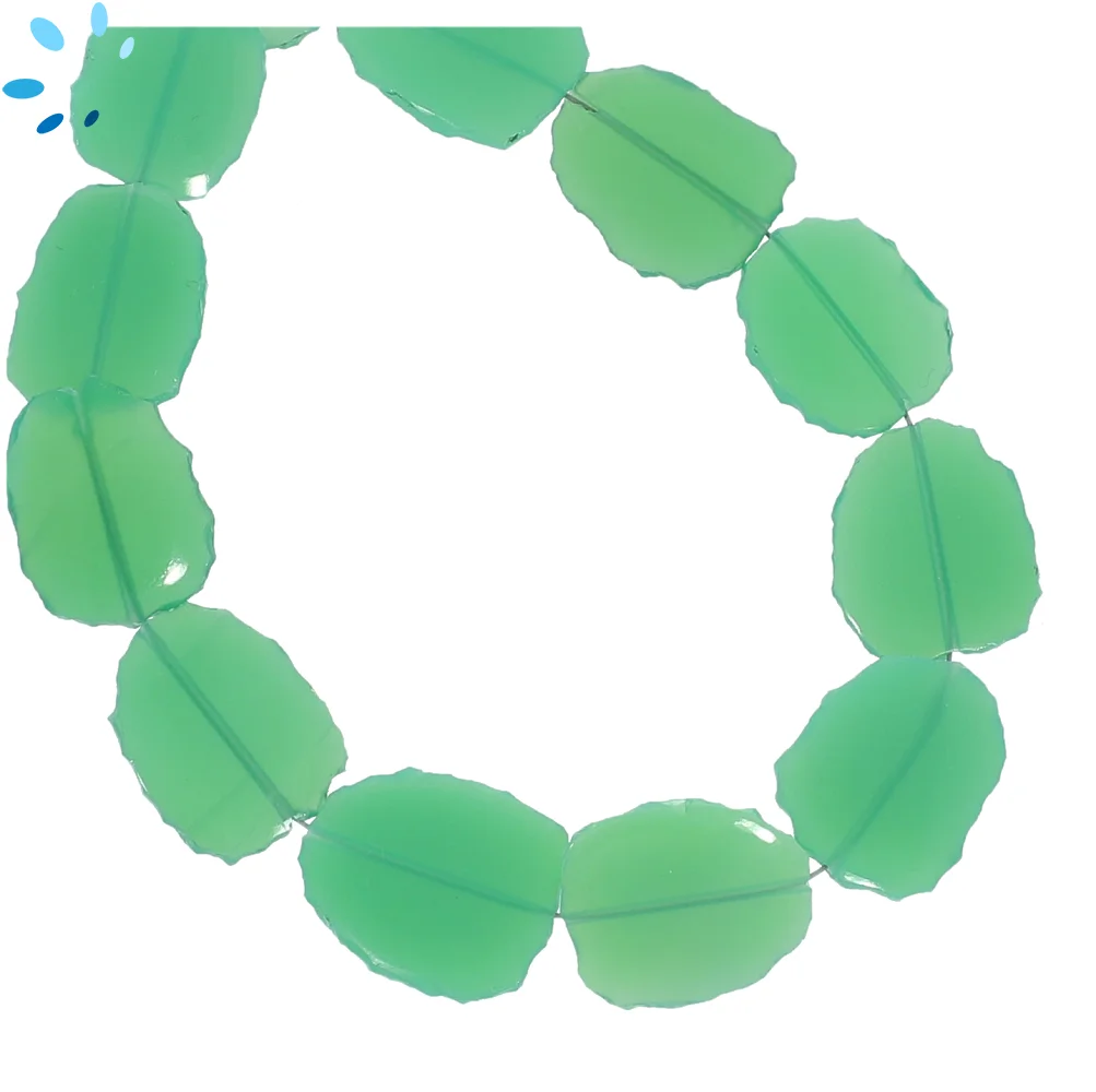 Chrysoprase Chalcedony Smooth Slice Top to Bottom Drilled Beads 16x13 - 18x14mm - 8 Inch Strand