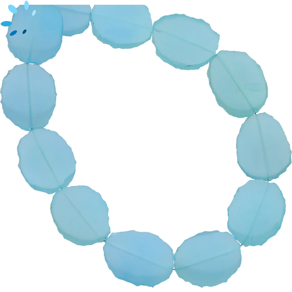 Blue Chalcedony Smooth Slice Top to Bottom Drilled Beads 16x13 - 18x14mm - 8 Inch Strand