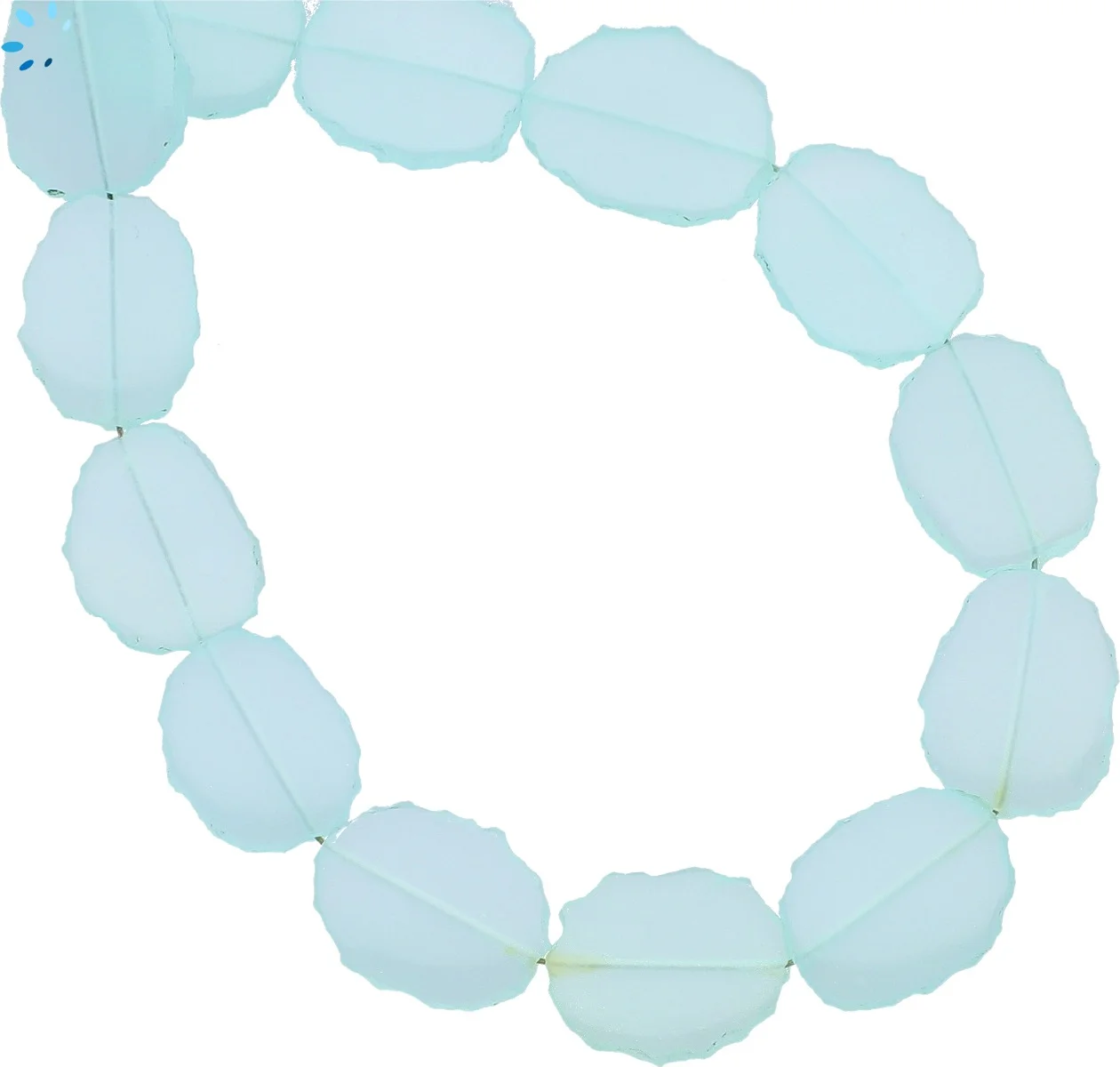 Aqua Chalcedony Smooth Slice Top to Bottom Drilled Beads 15x12mm- 8 Inch Strand