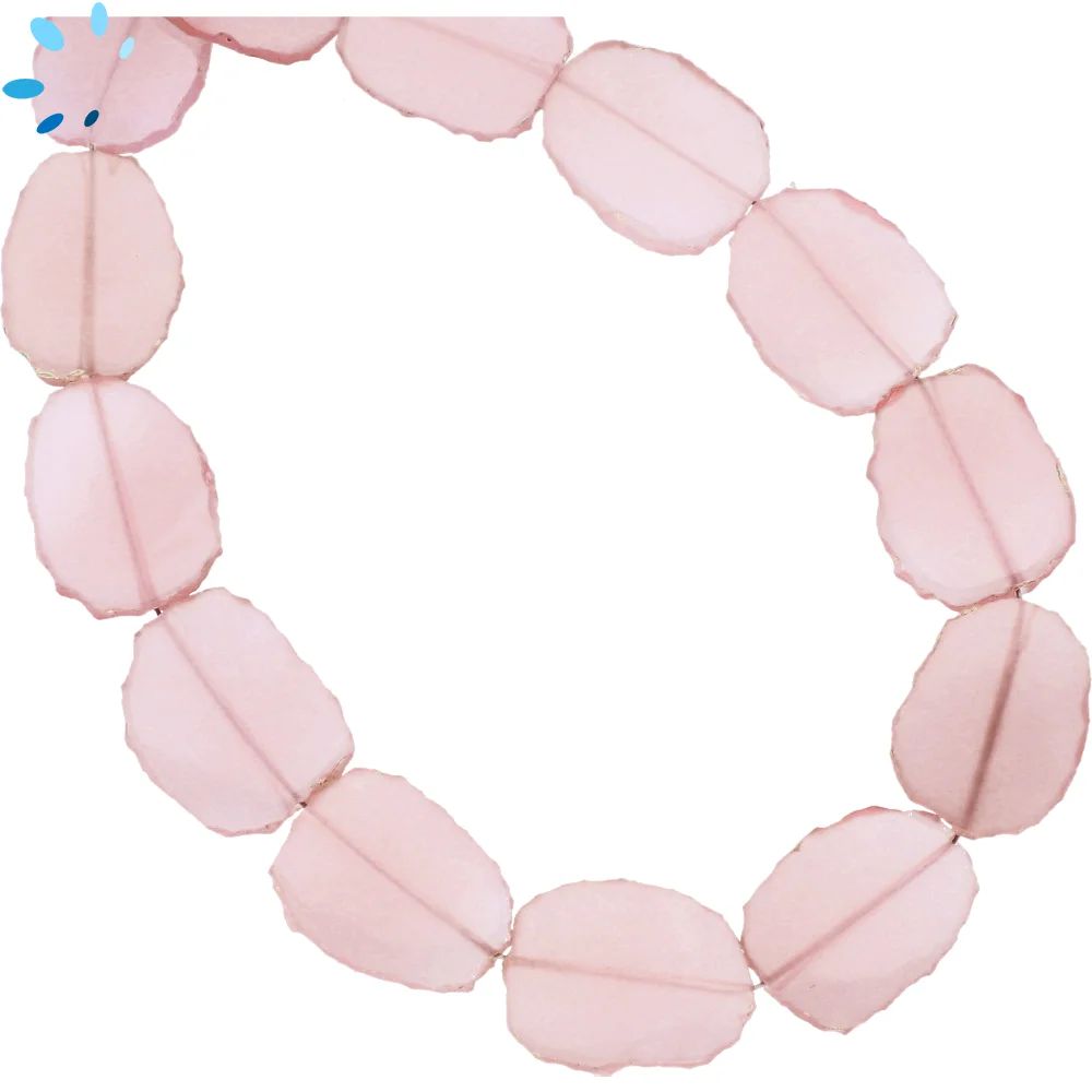 Pink Chalcedony Smooth Slice Top to Bottom Drilled Beads 16x13 - 18x14 - 8 Inch Strand