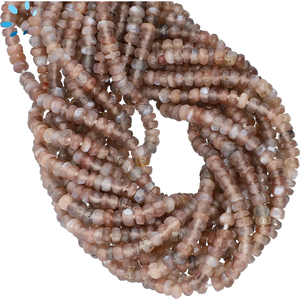 Chocolate Moonstone Faceted Rondelle Beads 4mm - 13 Inch Strand