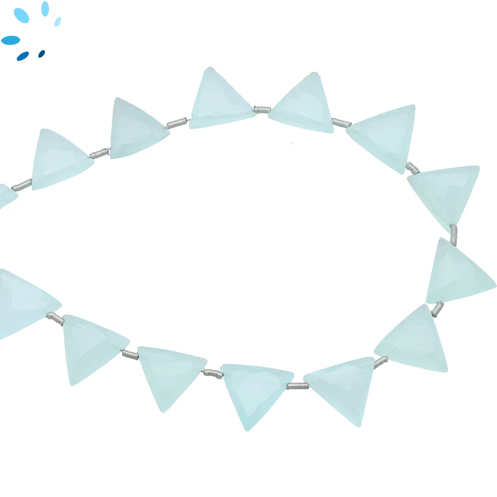 Aqua Chalcedony Faceted Triangle Top Drilled Beads 10x9 - 12x11mm - 8 Inch Strand