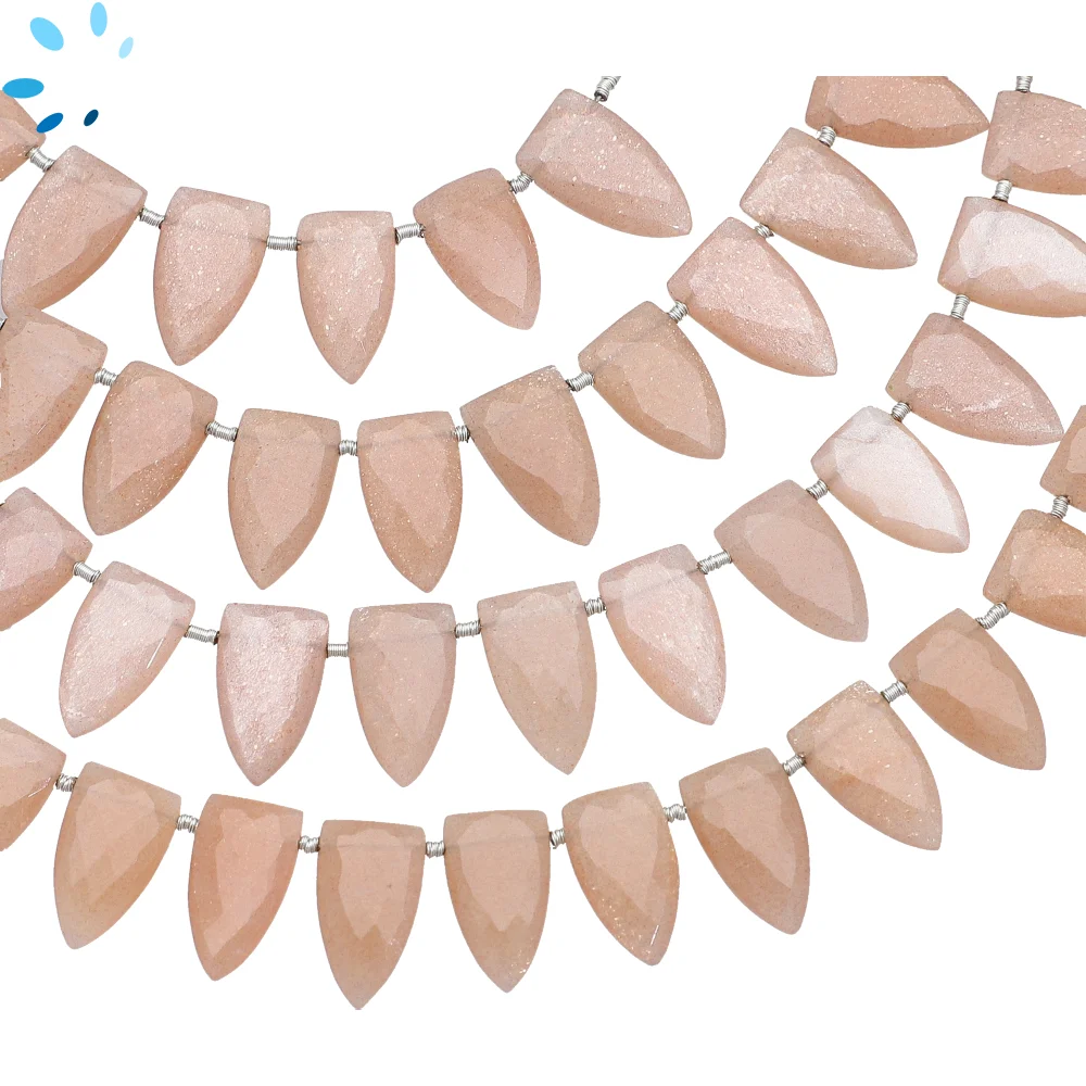 Peach Moonstone Faceted Half Marquise Top Drilled Beads 13x8 - 16x9mm - 8 Inch Strand