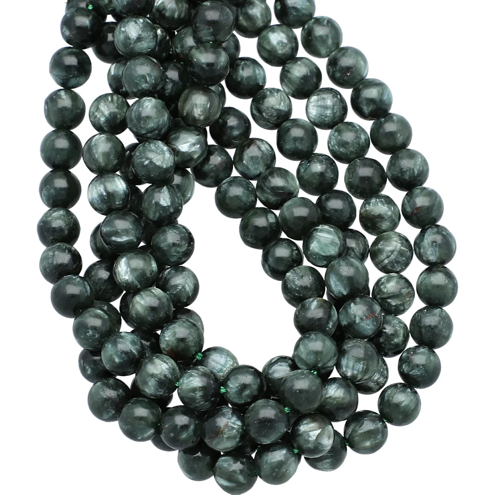 Seraphinite Smooth Round Beads 6mm - 14 Inch Strand