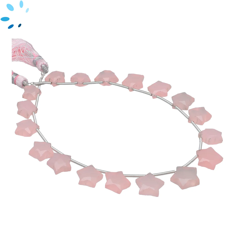 Pink Chalcedony Faceted Star Top Drilled Beads 11mm - 8 Inch Strand