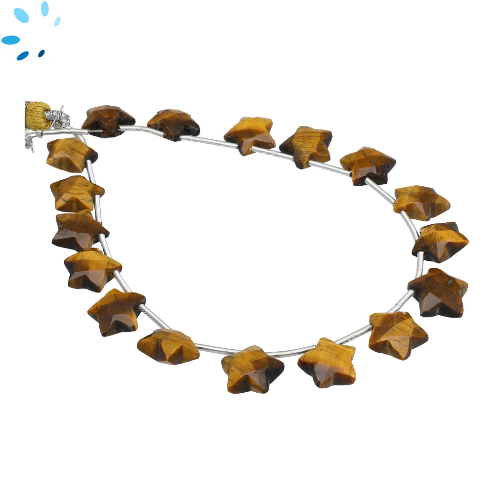 Tiger Eye Faceted Star Top Drilled Beads 9mm - 8 Inch Strand