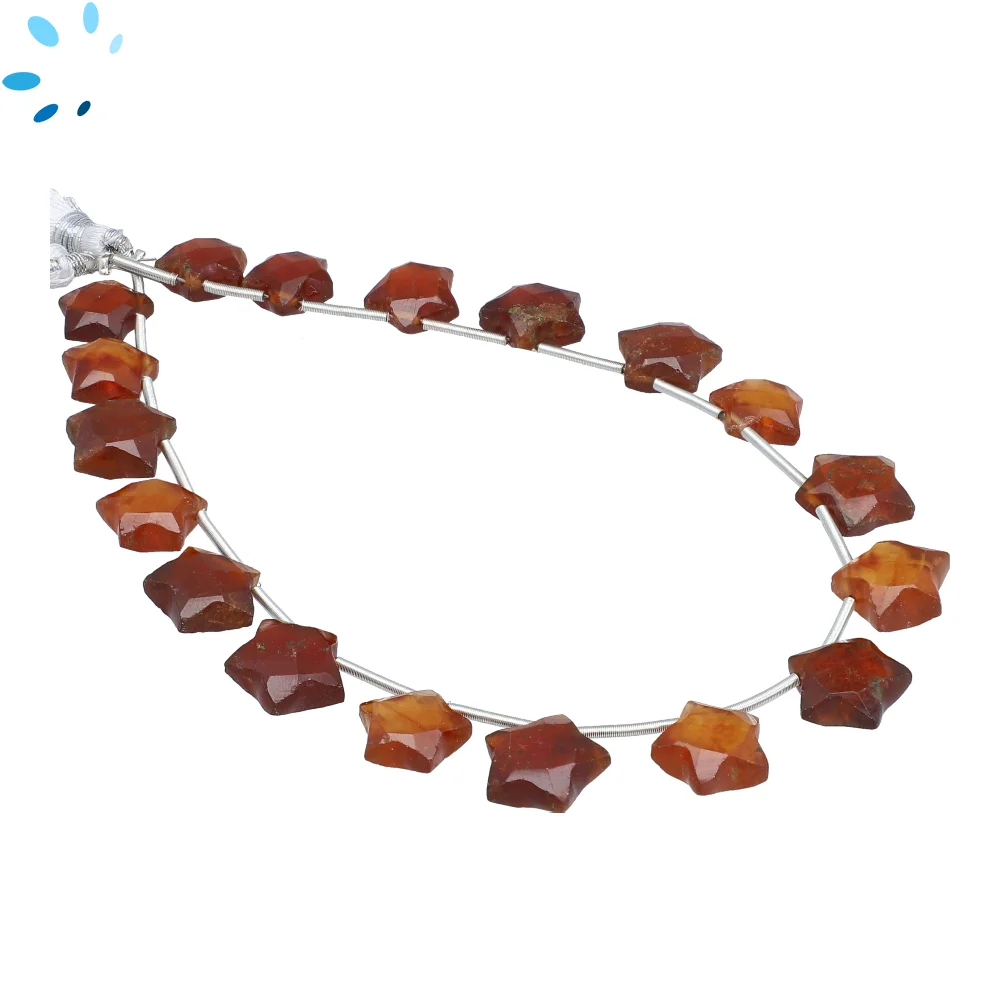 Hessonite Garnet Faceted Star Top Drilled Beads 9mm - 8 Inch Strand