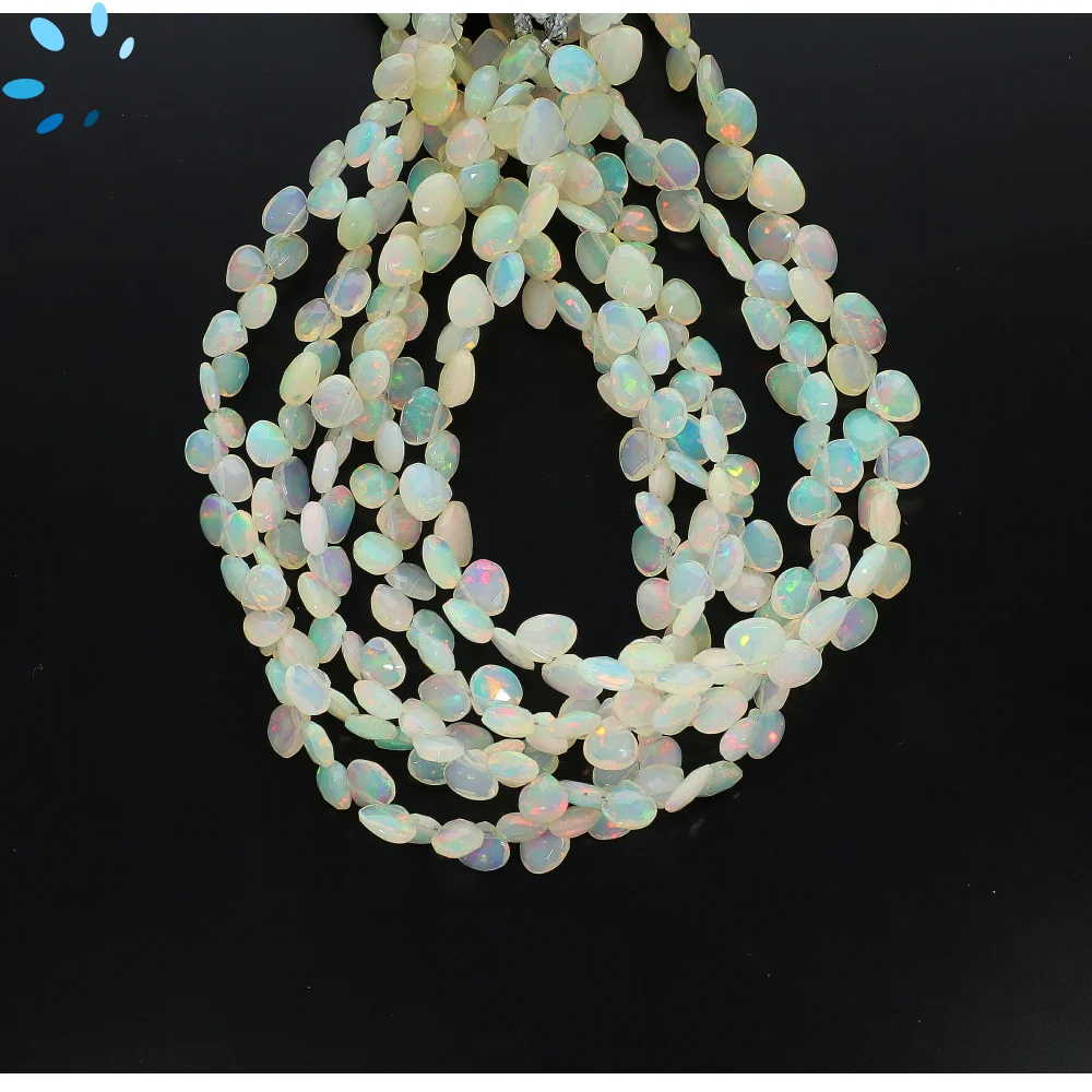 Ethiopian Opal Faceted Heart Top Drilled Beads 4mm - 8 Inch Strand