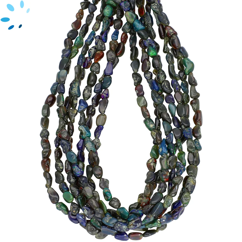 Ethiopian Opal Smooth Nuggets Top to Bottom Drilled Beads 4x3 - 6x4mm - 13 Inch Strand