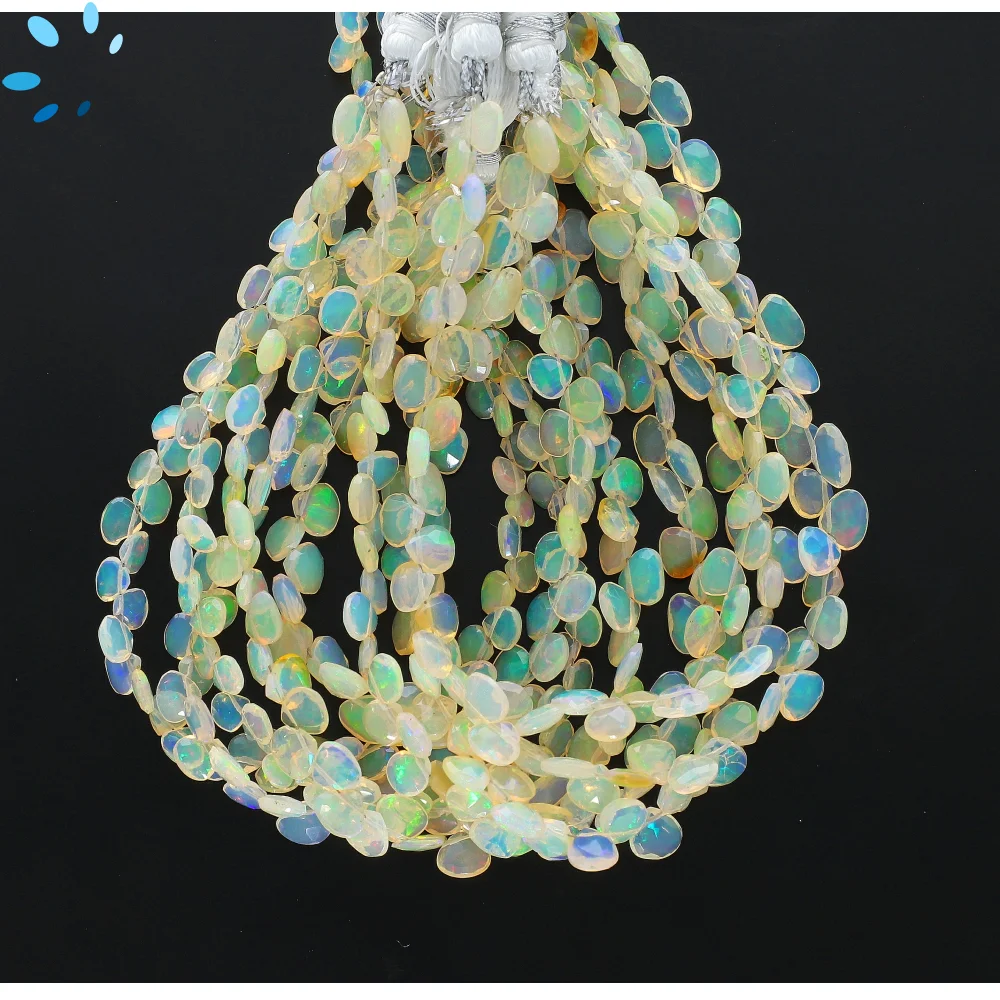 Ethiopian Opal Faceted Heart Top Drilled Beads 5mm - 8 Inch Strand