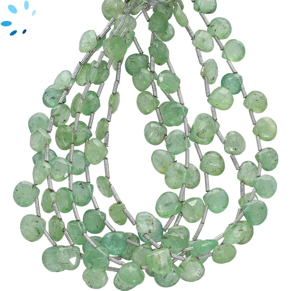 Green Kyanite Faceted Heart Top Drilled Beads 6mm - 8 Inch Strand