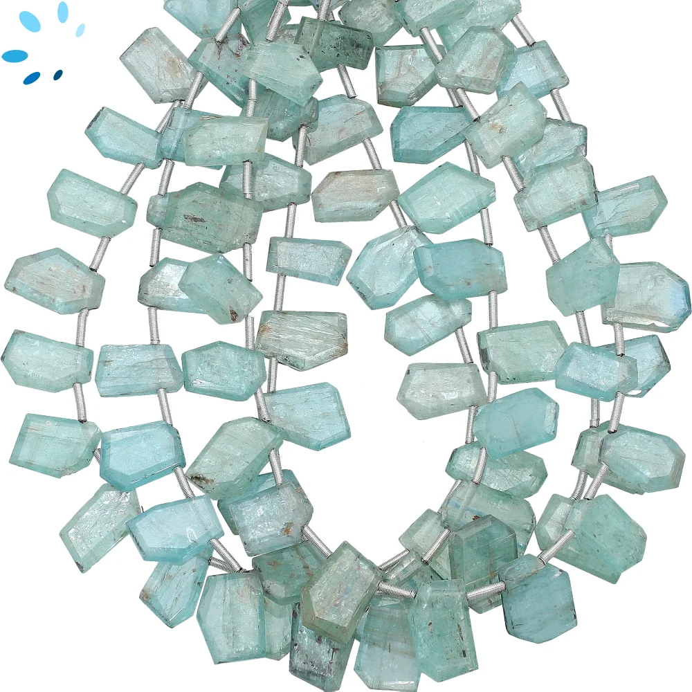 Blue Kyanite Faceted Slice Top Drilled Beads 11x6mm - 8 Inch Strand