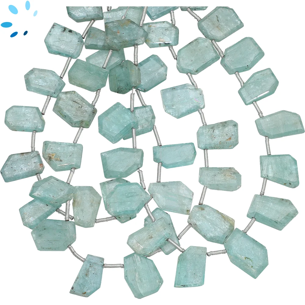 Blue Kyanite Faceted Slice Top Drilled Beads 10x7 - 12x8mm - 8 Inch Strand