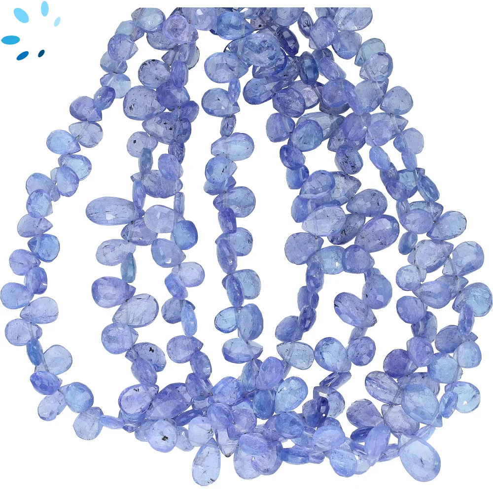Tanzanite Faceted Pear Top Drilled Beads 6x4mm - 8 Inch Strand