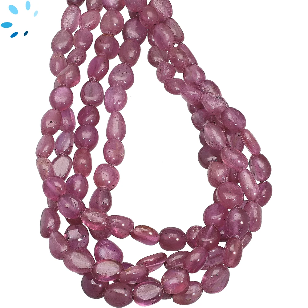 Pink Sapphire Smooth Nuggets Top to Bottom Drilled Beads 6x4mm - 14 Inch Strand