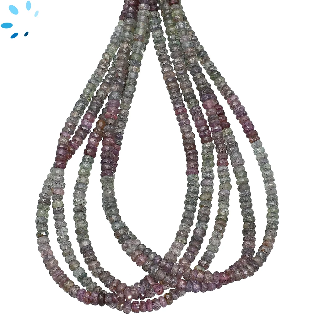 Multi Sapphire Faceted Rondelle Beads 3mm - 14 Inch Strand