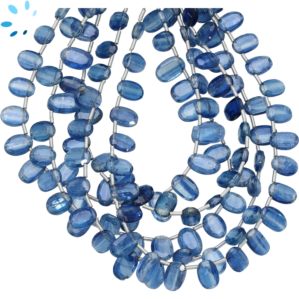 Blue Kyanite Faceted Oval Top Drilled Beads 7x5mm - 8 Inch Strand