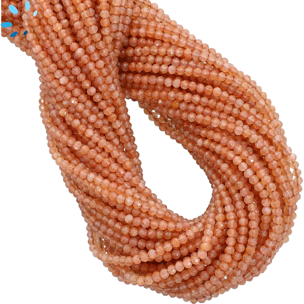 Sunstone Faceted Round Beads 2mm - 14 Inch Strand