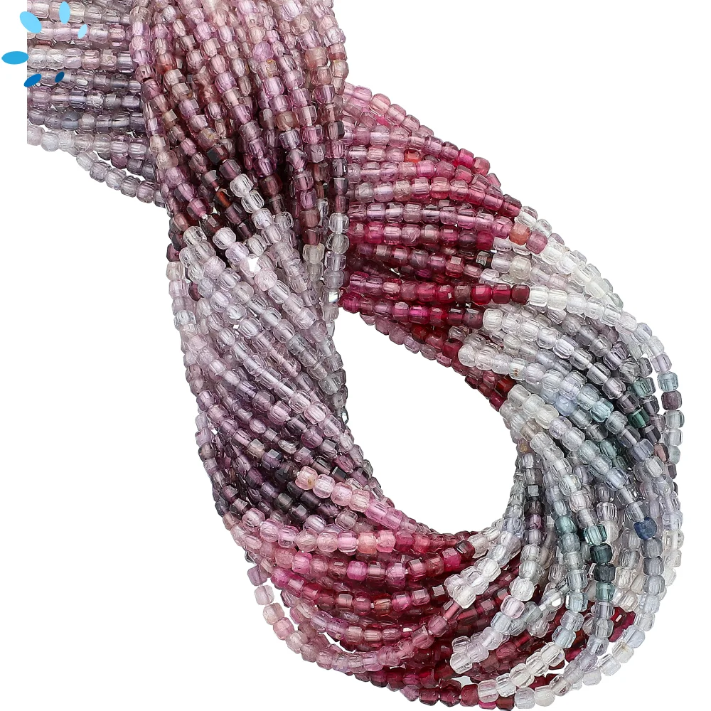 Spinel Faceted Cube Top to Bottom Drilled Beads 2mm - 14 Inch Strand
