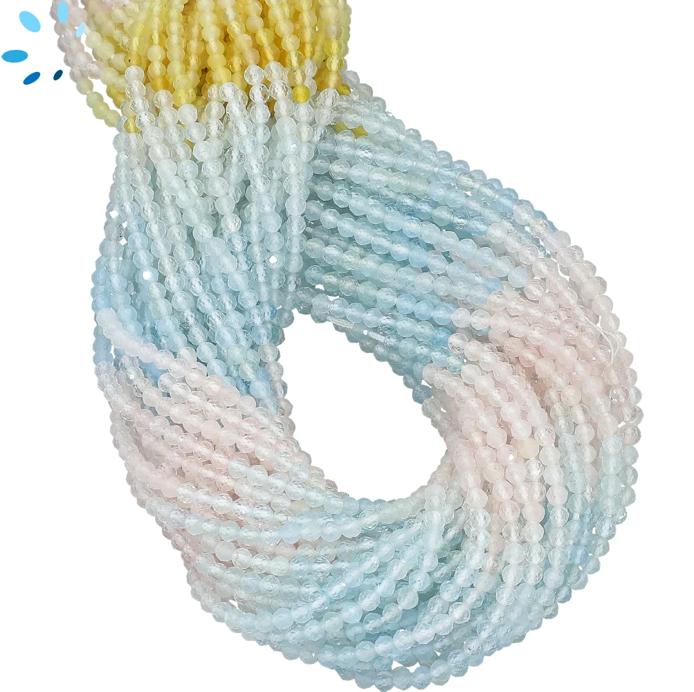 Beryl Faceted Round Beads 2mm - 13 Inch Strand