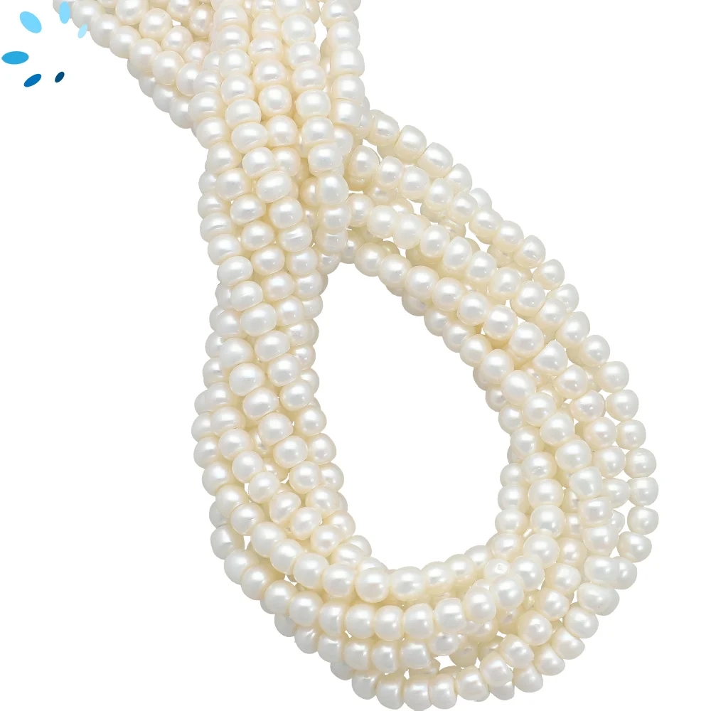 Pearl Smooth Rondelle Top to Bottom Drilled Beads 5mm - 14 Inch Strand