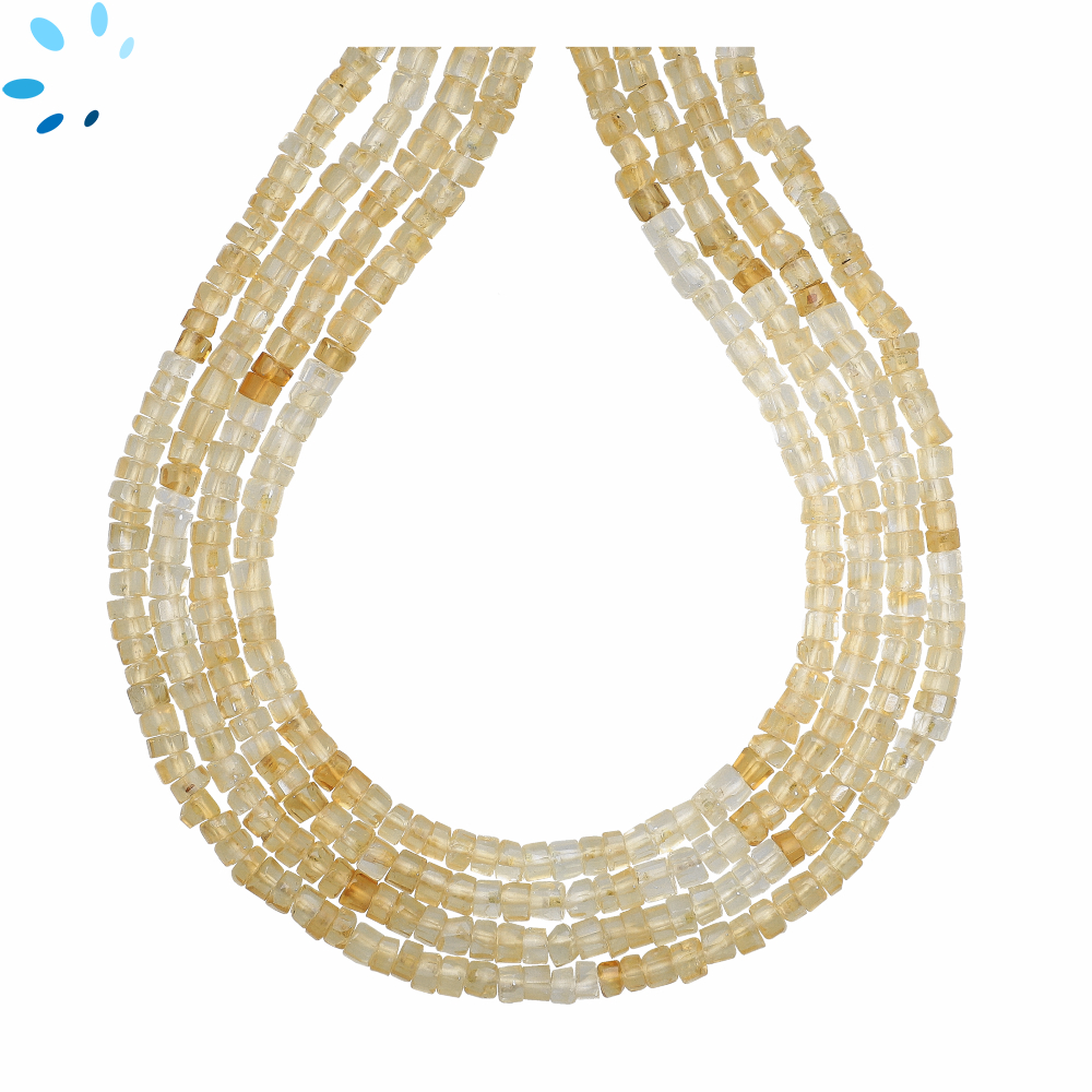 Citrine Faceted Heishi Center Drilled Beads 4mm - 13 Inch Strand