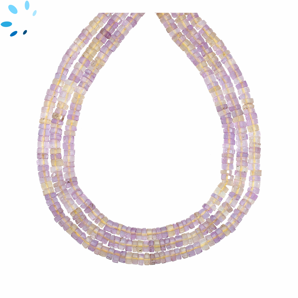 Ametrine Faceted Heishi Beads 4mm - 13 Inch Strand