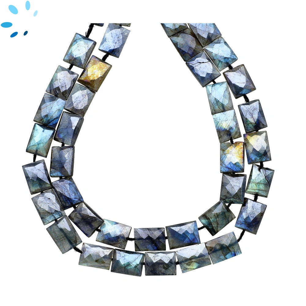 Mystic Labradorite Faceted Rectangle Top to Bottom Drilled Beads 11x8mm - 13 Inch Strand